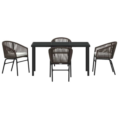 Set da Pranzo per Giardino 5 pcs Marrone Poly Rattan - homemem39