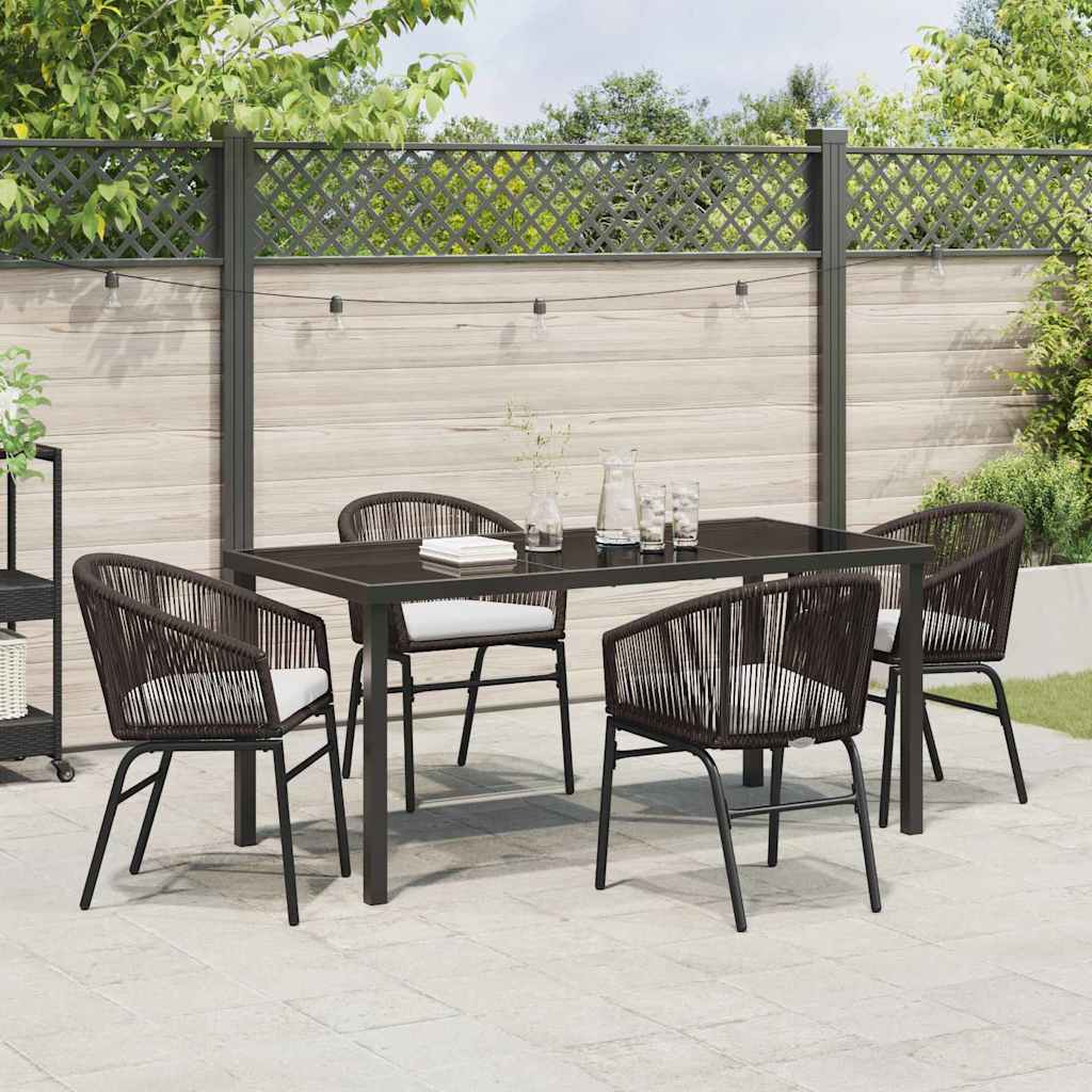 Set da Pranzo per Giardino 5 pcs Marrone Poly Rattan - homemem39