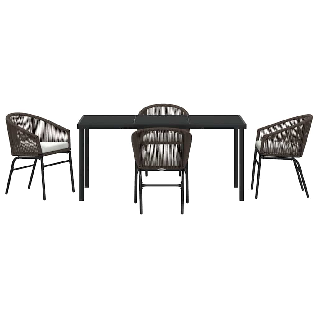 Set da Pranzo per Giardino 5 pcs Marrone Poly Rattan - homemem39