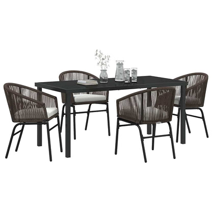 Set da Pranzo per Giardino 5 pcs Marrone Poly Rattan - homemem39