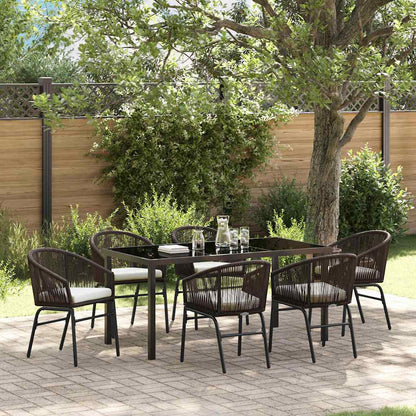Set da Pranzo per Giardino 7 pcs Marrone Poly Rattan - homemem39