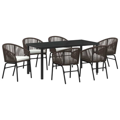 Set da Pranzo per Giardino 7 pcs Marrone Poly Rattan - homemem39