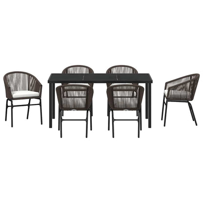 Set da Pranzo per Giardino 7 pcs Marrone Poly Rattan - homemem39