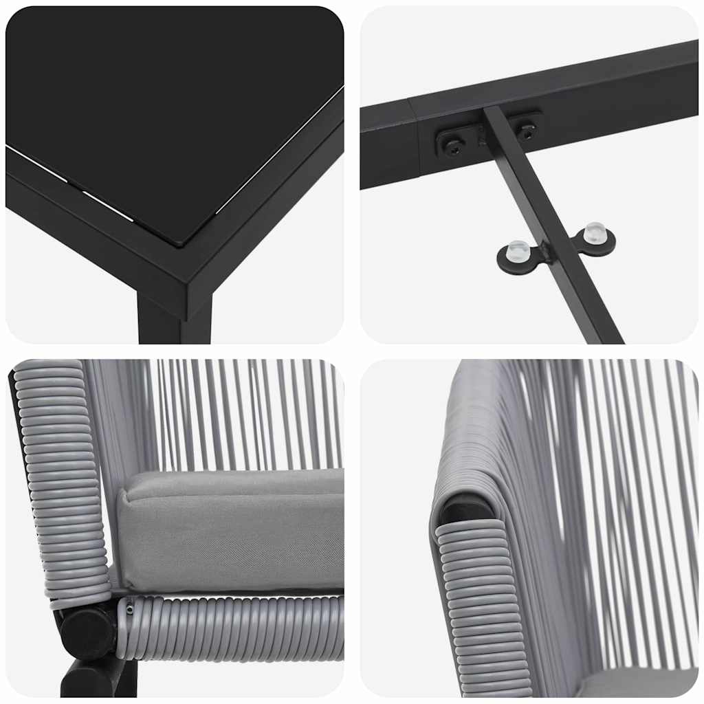 Set da Pranzo per Giardino 3 pcs Grigio Poly Rattan - homemem39