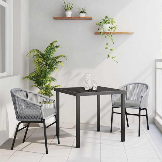 Set da Pranzo per Giardino 3 pcs Grigio Poly Rattan - homemem39