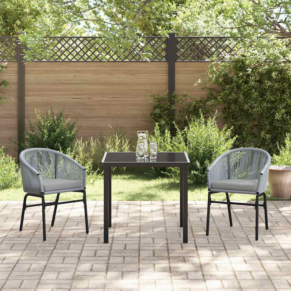 Set da Pranzo per Giardino 3 pcs Grigio Poly Rattan - homemem39
