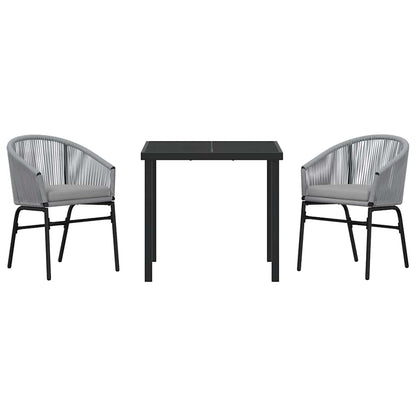 Set da Pranzo per Giardino 3 pcs Grigio Poly Rattan - homemem39