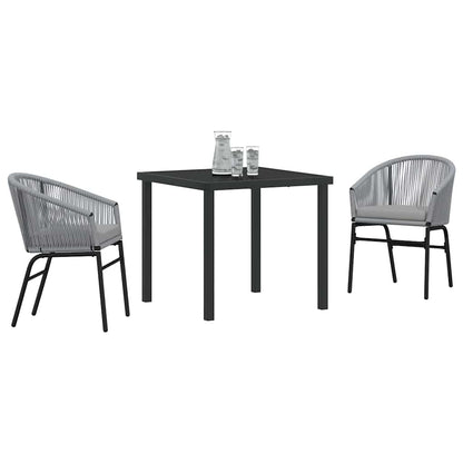 Set da Pranzo per Giardino 3 pcs Grigio Poly Rattan - homemem39