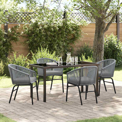 Set da Pranzo per Giardino 5 pcs Grigio Poly Rattan - homemem39