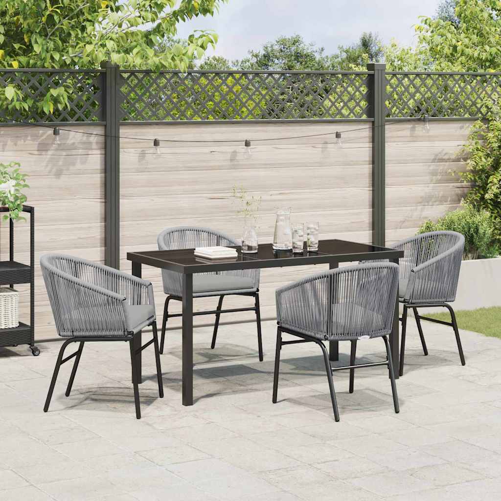 Set da Pranzo per Giardino 5 pcs Grigio Poly Rattan - homemem39