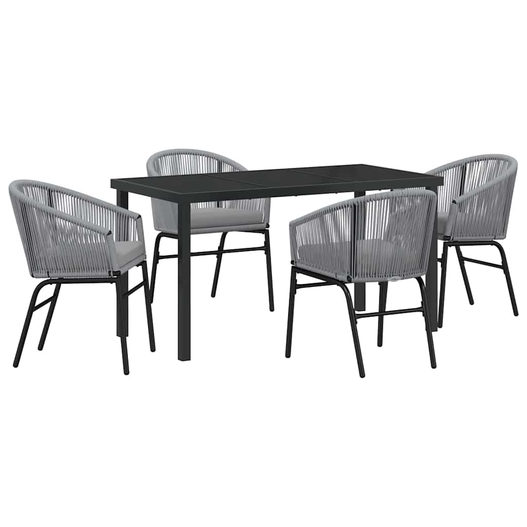 Set da Pranzo per Giardino 5 pcs Grigio Poly Rattan - homemem39