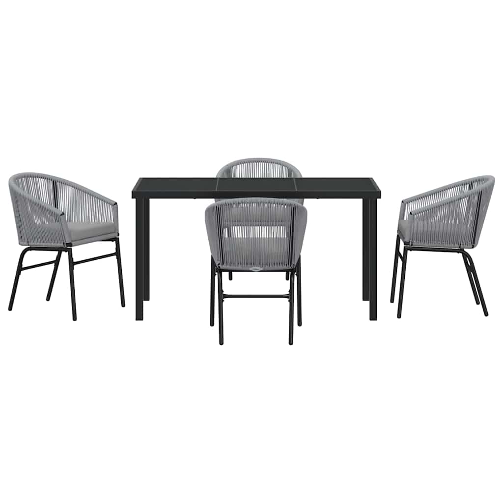 Set da Pranzo per Giardino 5 pcs Grigio Poly Rattan - homemem39