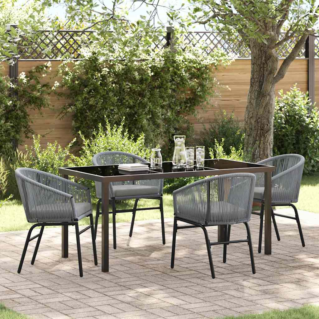 Set da Pranzo per Giardino 5 pcs Grigio Poly Rattan - homemem39