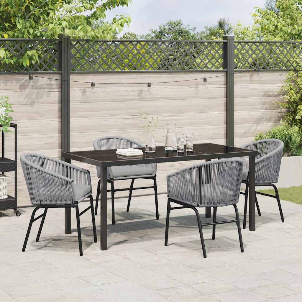 Set da Pranzo per Giardino 5 pcs Grigio Poly Rattan - homemem39