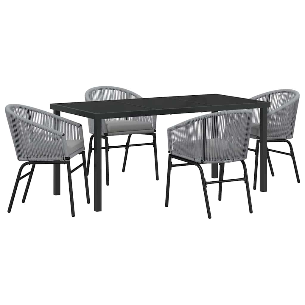 Set da Pranzo per Giardino 5 pcs Grigio Poly Rattan - homemem39