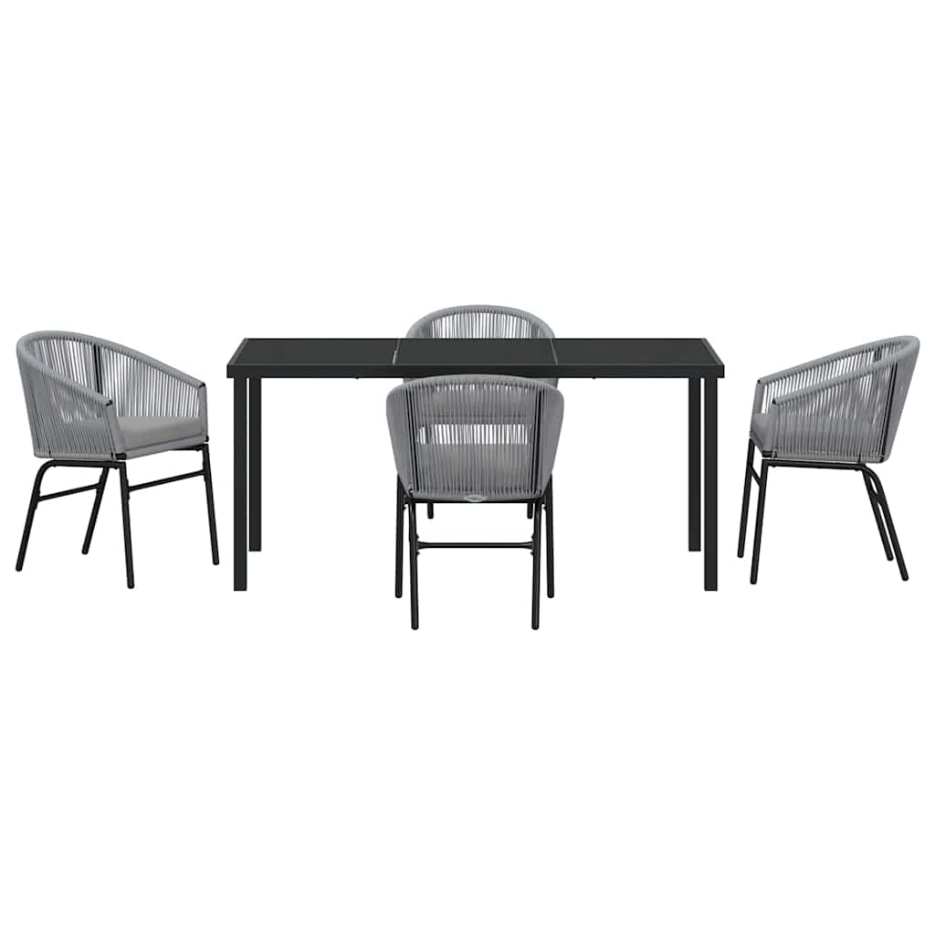 Set da Pranzo per Giardino 5 pcs Grigio Poly Rattan - homemem39