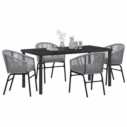 Set da Pranzo per Giardino 5 pcs Grigio Poly Rattan - homemem39