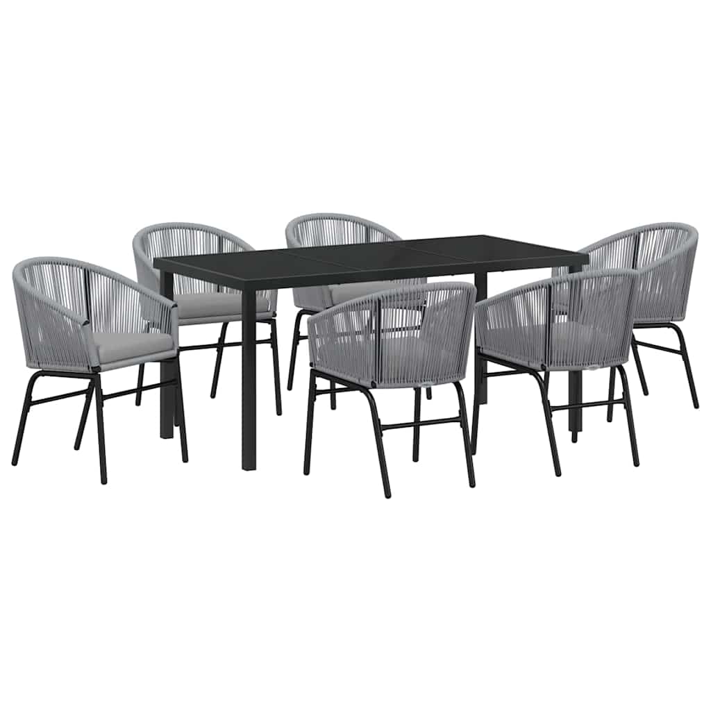 Set da Pranzo per Giardino 7 pcs Grigio Poly Rattan - homemem39