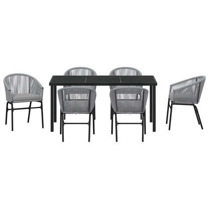 Set da Pranzo per Giardino 7 pcs Grigio Poly Rattan - homemem39