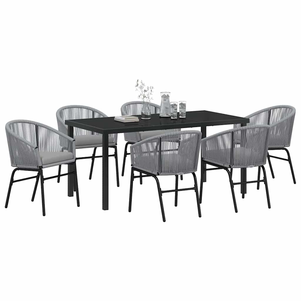 Set da Pranzo per Giardino 7 pcs Grigio Poly Rattan - homemem39