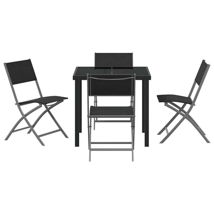 Set da Pranzo per Giardino 5 pcs Nero Textilene e acciaio - homemem39