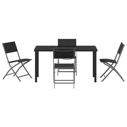 Set da Pranzo per Giardino 5 pcs Nero Textilene e acciaio - homemem39