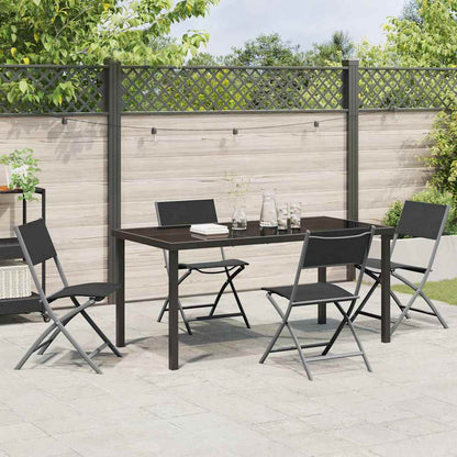 Set da Pranzo per Giardino 5 pcs Nero Textilene e acciaio - homemem39