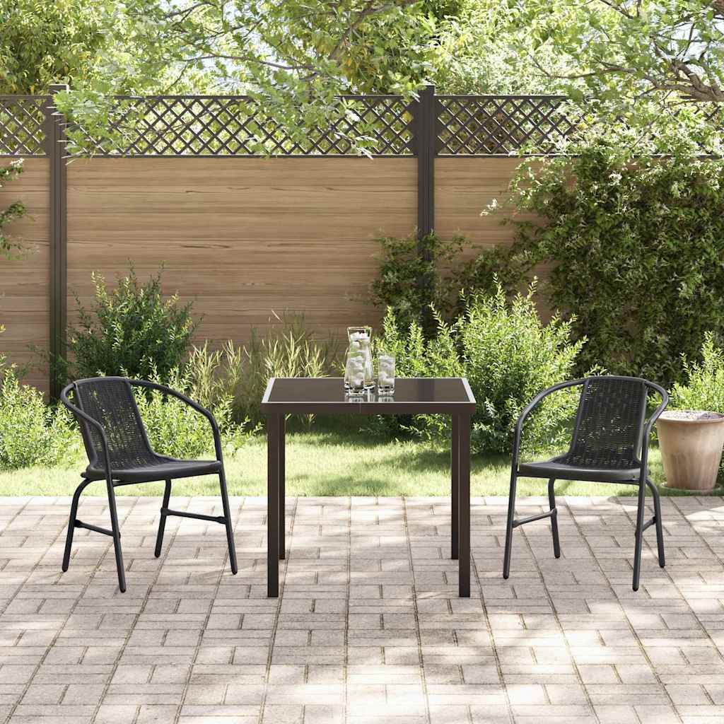 Set da Pranzo per Giardino 3 pcs Nero Poly Rattan - homemem39