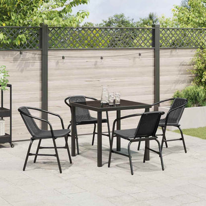 Set da Pranzo per Giardino 5 pcs Nero Poly Rattan - homemem39