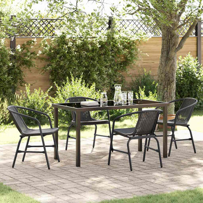 Set da Pranzo per Giardino 5 pcs Nero Poly Rattan - homemem39