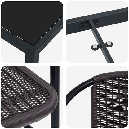 Set da Pranzo per Giardino 5 pcs Nero Poly Rattan - homemem39