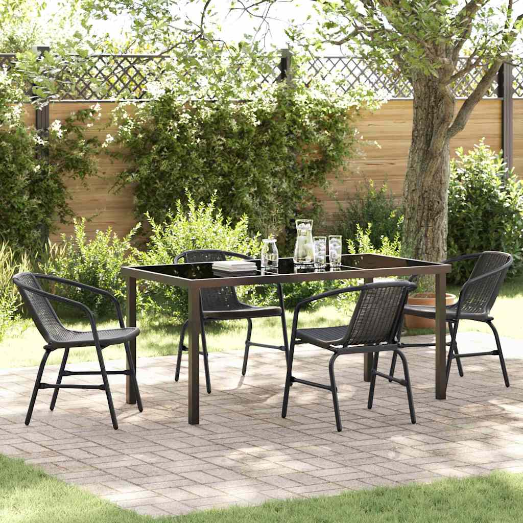 Set da Pranzo per Giardino 5 pcs Nero Poly Rattan - homemem39
