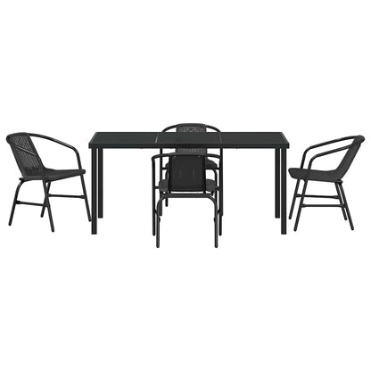 Set da Pranzo per Giardino 5 pcs Nero Poly Rattan - homemem39