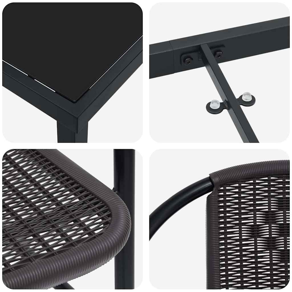 Set da Pranzo per Giardino 7 pcs Nero Poly Rattan - homemem39