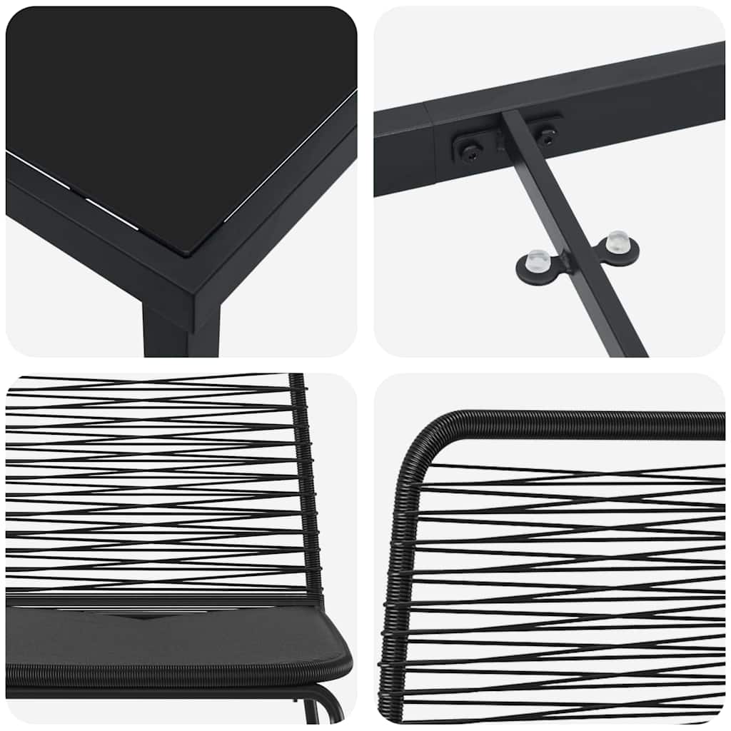 Set da Pranzo per Giardino 3 pcs Nero Poly Rattan - homemem39