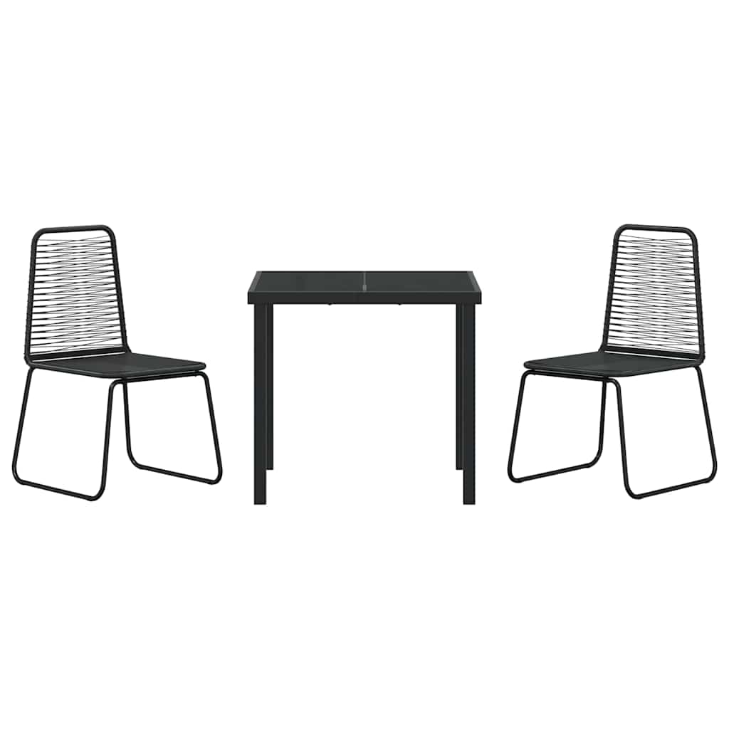 Set da Pranzo per Giardino 3 pcs Nero Poly Rattan - homemem39