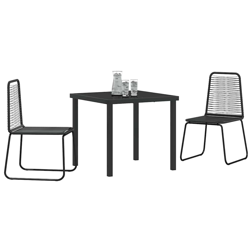 Set da Pranzo per Giardino 3 pcs Nero Poly Rattan - homemem39