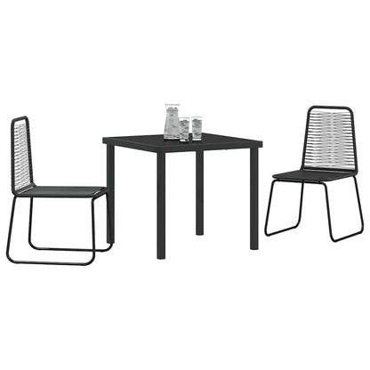 Set da Pranzo per Giardino 3 pcs Nero Poly Rattan - homemem39