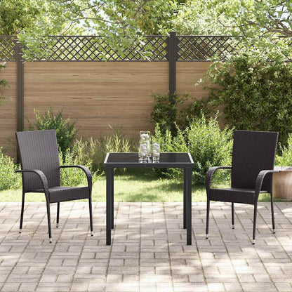 Set da Pranzo per Giardino 3 pcs Marrone Poly Rattan - homemem39