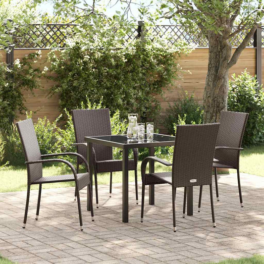 Set da Pranzo per Giardino 5 pcs Marrone Poly Rattan - homemem39
