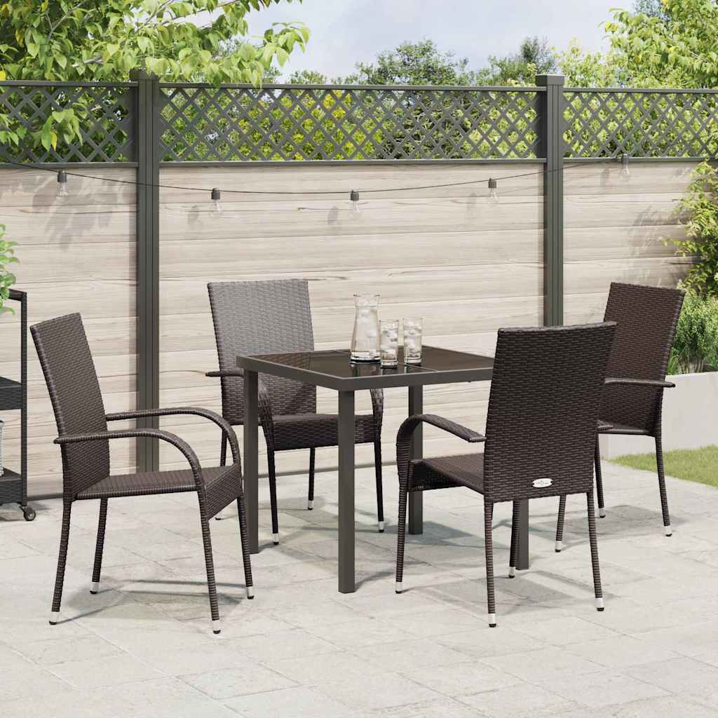 Set da Pranzo per Giardino 5 pcs Marrone Poly Rattan - homemem39