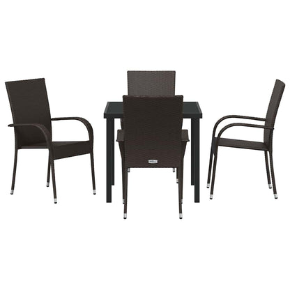 Set da Pranzo per Giardino 5 pcs Marrone Poly Rattan - homemem39