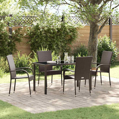 Set da Pranzo per Giardino 5 pcs Marrone Poly Rattan - homemem39