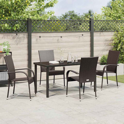 Set da Pranzo per Giardino 5 pcs Marrone Poly Rattan - homemem39