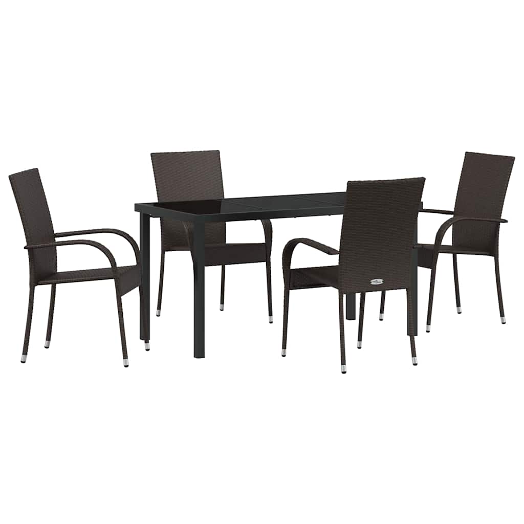 Set da Pranzo per Giardino 5 pcs Marrone Poly Rattan - homemem39