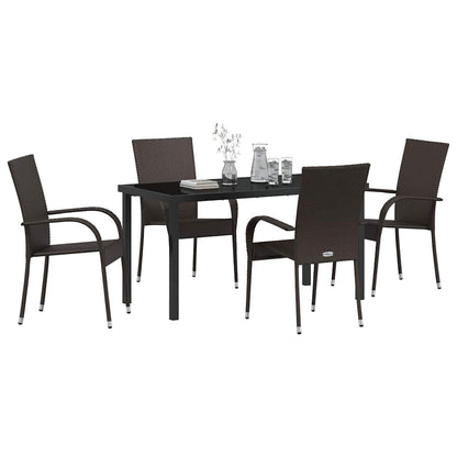 Set da Pranzo per Giardino 5 pcs Marrone Poly Rattan - homemem39