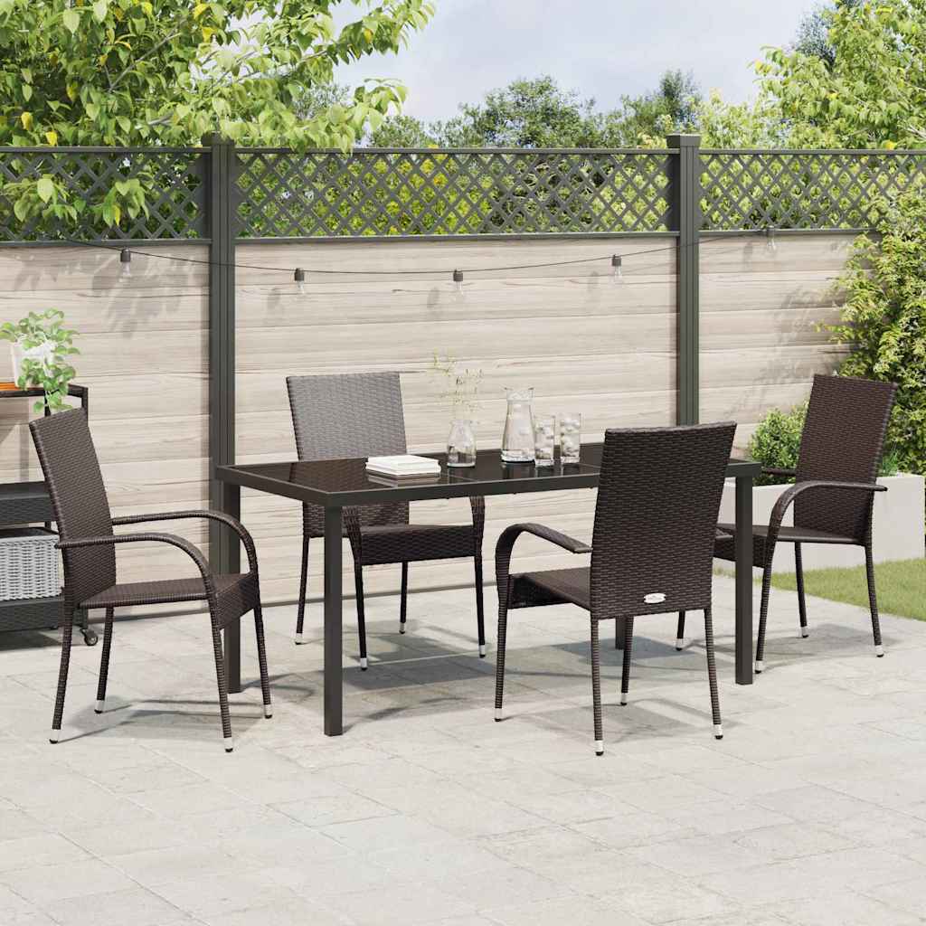 Set da Pranzo per Giardino 5 pcs Marrone Poly Rattan - homemem39