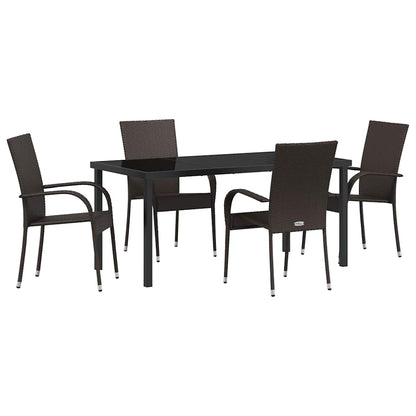 Set da Pranzo per Giardino 5 pcs Marrone Poly Rattan - homemem39