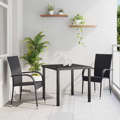 Set da Pranzo per Giardino 3 pcs Nero Poly Rattan - homemem39