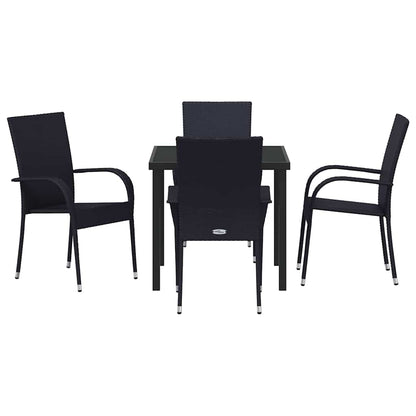 Set da Pranzo per Giardino 5 pcs Nero Poly Rattan - homemem39